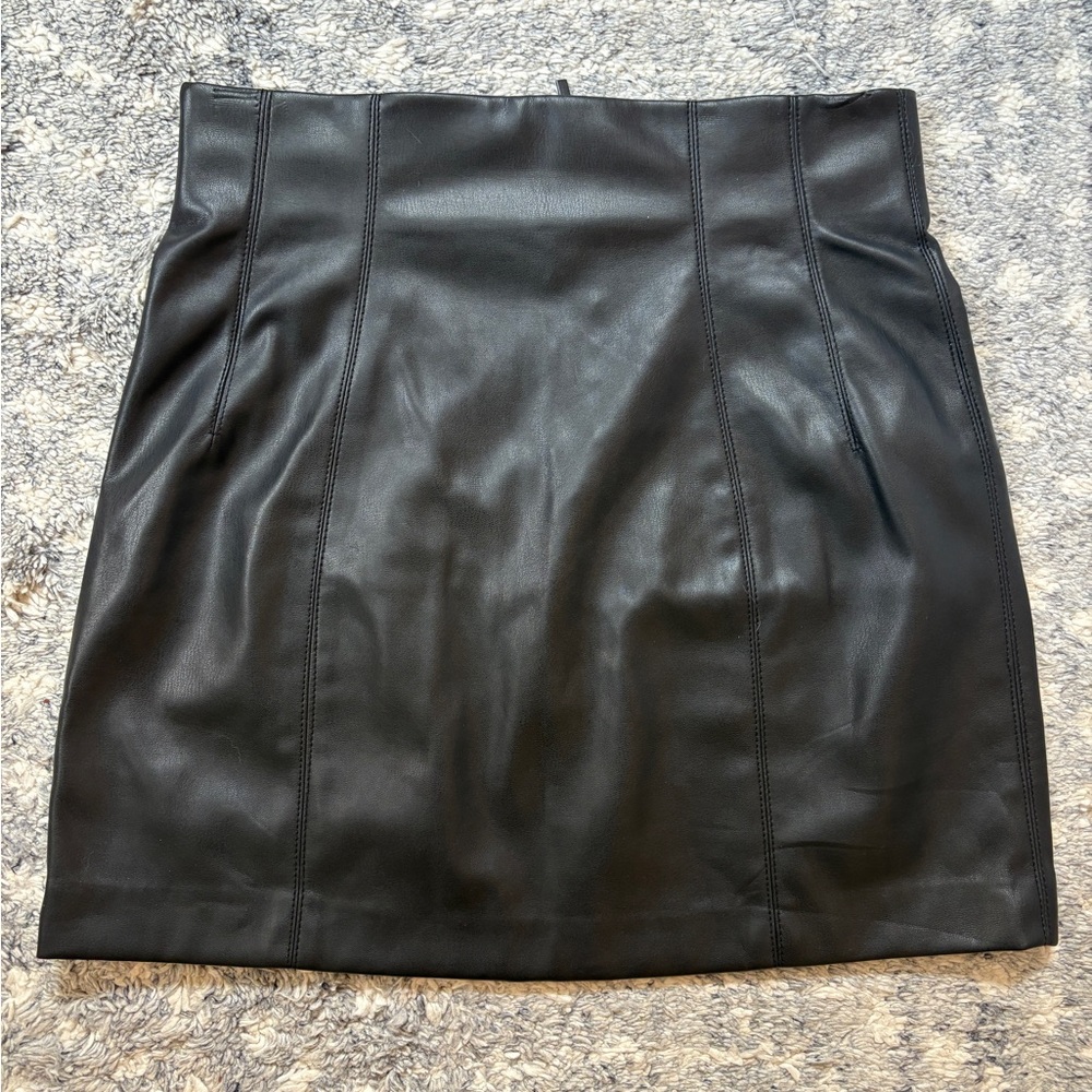 Zara Black faux Leather Skirt